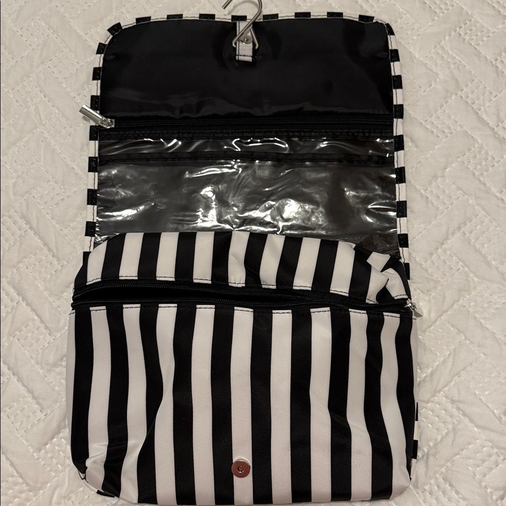 Macy's Black and White Striped Hanging Toiletry Pouch